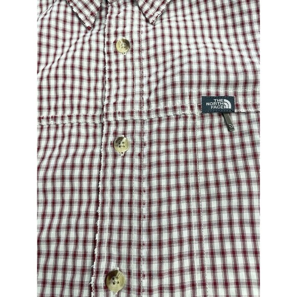 The North Face Shirt Mens Sz XL Red Plaid Outdoor Button Up Distressed Look - Picture 5 of 10